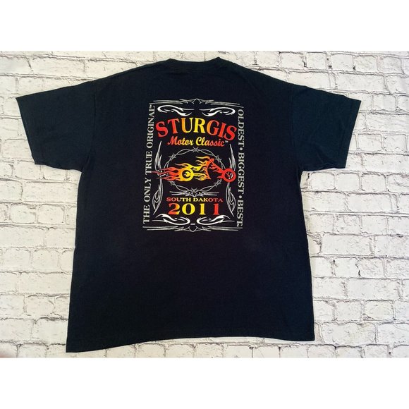 Sturgis Motor Classic South Dakota 2011 Navy Blue T Shirt Men's L Oldest Biggest - Picture 6 of 10